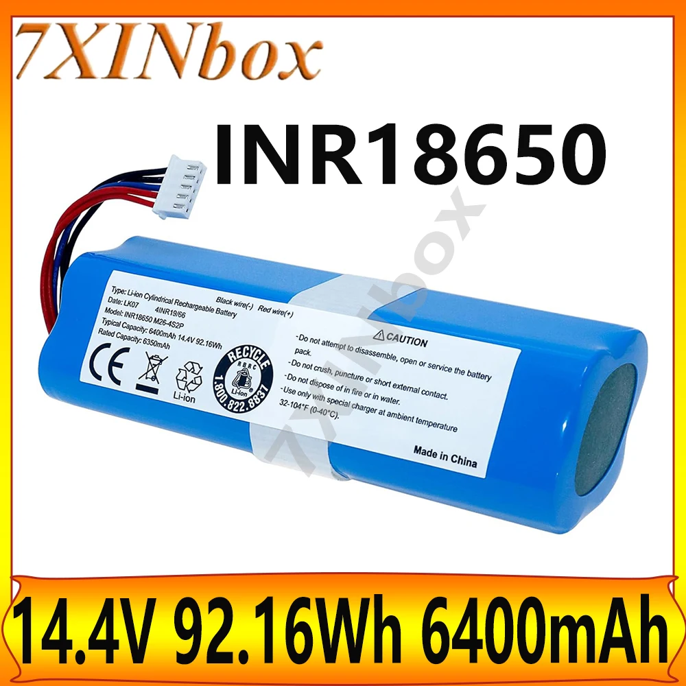 7XINbox INR18650 M26-4S2P 14.4V 92.16Wh 6400mAh Vacuum Cleaner Battery For Ecovacs Deebot T8 T9 Aivi T8 T9 Max T10 Turbo Omni