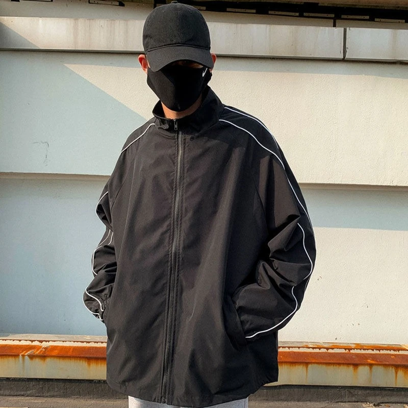 

Autumn Winter Men's Hong Kong Ins Trendy Loose Baseball Jacket Stand Collar Zipper Stylish Student Couple Versatile Athletic Top