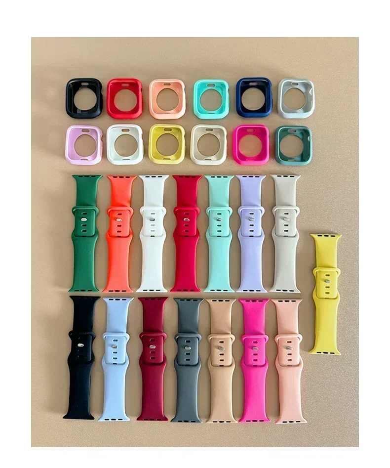 Y2k كوريا لطيف سيليكون حزام + حافظة لساعة أبل Ultra2 49 مللي متر 46 مللي متر 44 41 42 45 Correa لسلسلة Iwatch 10 9 8 SE 7