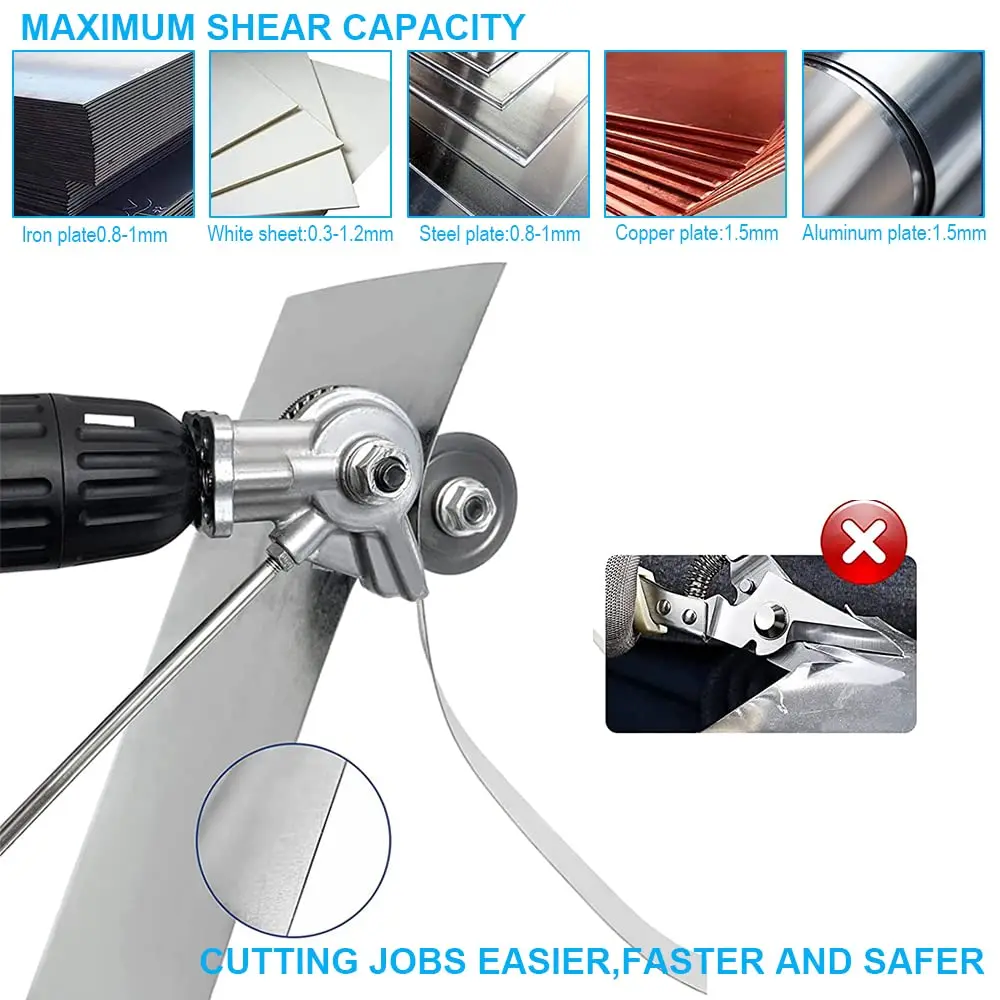 Electric Drill Plate Cutter Metal Sheet Cutter Tool Free Cutting Tool Nibbler Sheet Metal Cut Plate Punch Scissors