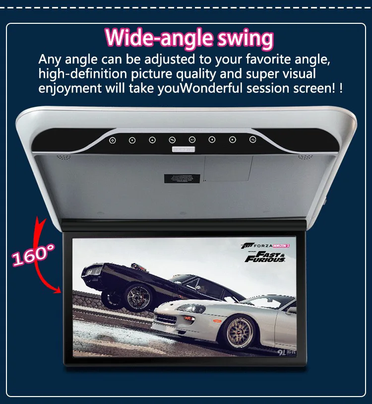 19 Inch Multimedia Video Player Car Monitor Universal Car Ceiling MP5 Monitor with HDMI Input Support USB/TF/FM