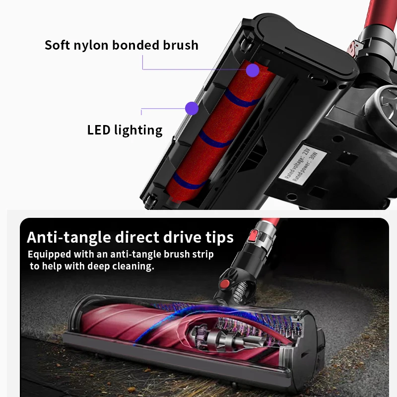Household Handheld Rod Vacuum Cleaner Wireless Rechargeable With LED Lights Cordless Vacuum Cleaner and Sweeping Machine