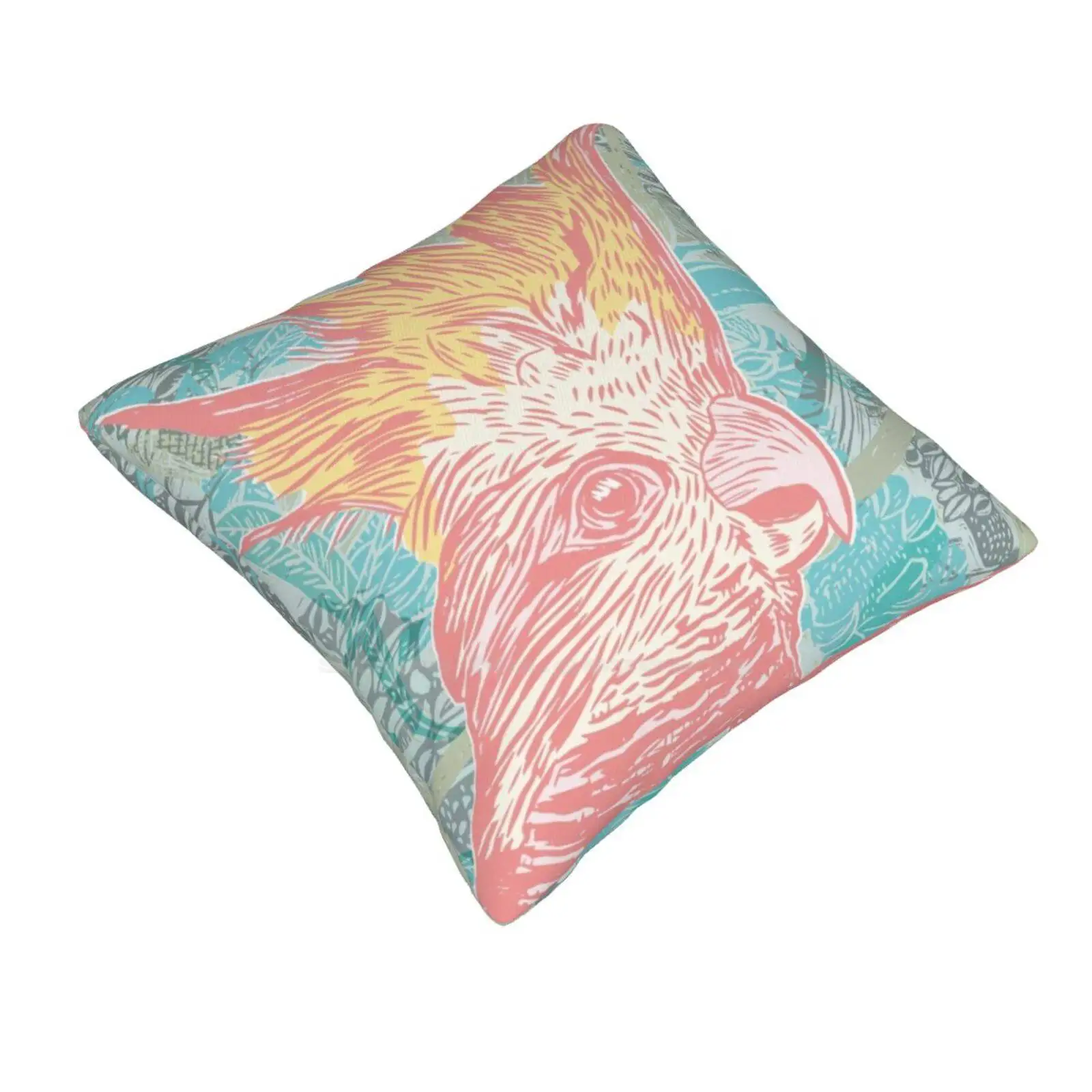 Cockatoo-Linocut Print Pillows Case Bedroom Home Decoration Cockatoo Linocut Printmaking Lino Cuts Australia Birds