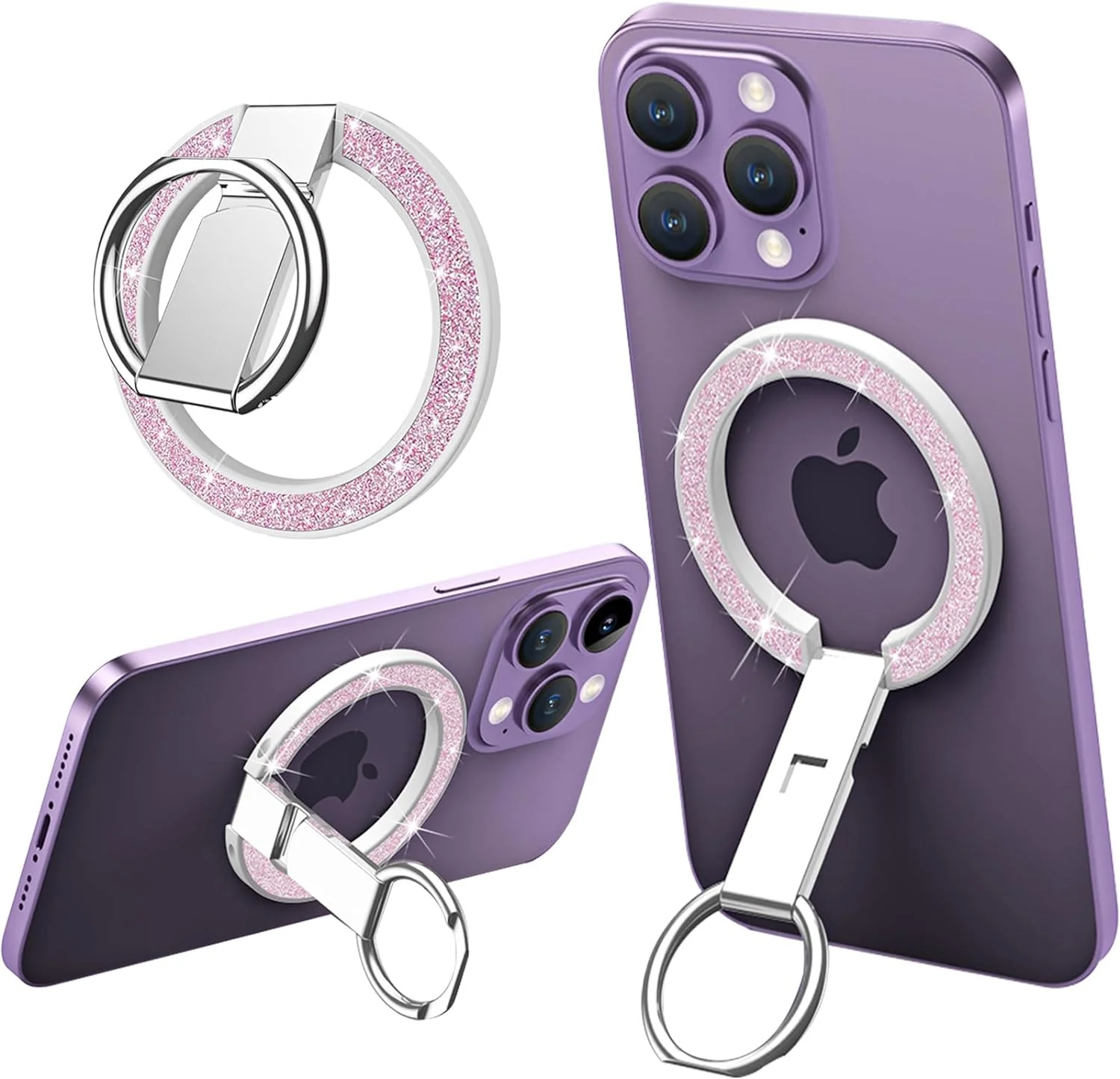 

Магнитная ручка для телефона Kapuda, сверкающая пудра для девочек, складная, вращающаяся на 360 градусов, портативная, легко держать для iphone 15, 14, 13, 12