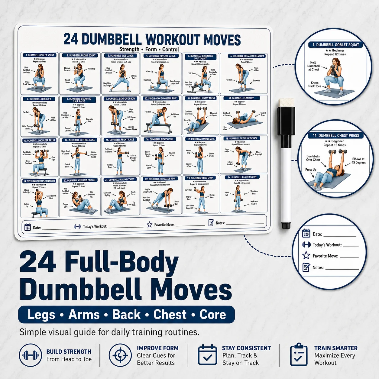 1 stuks Dumbbell Workout Moves - Home Gym Guide recensie en prijs