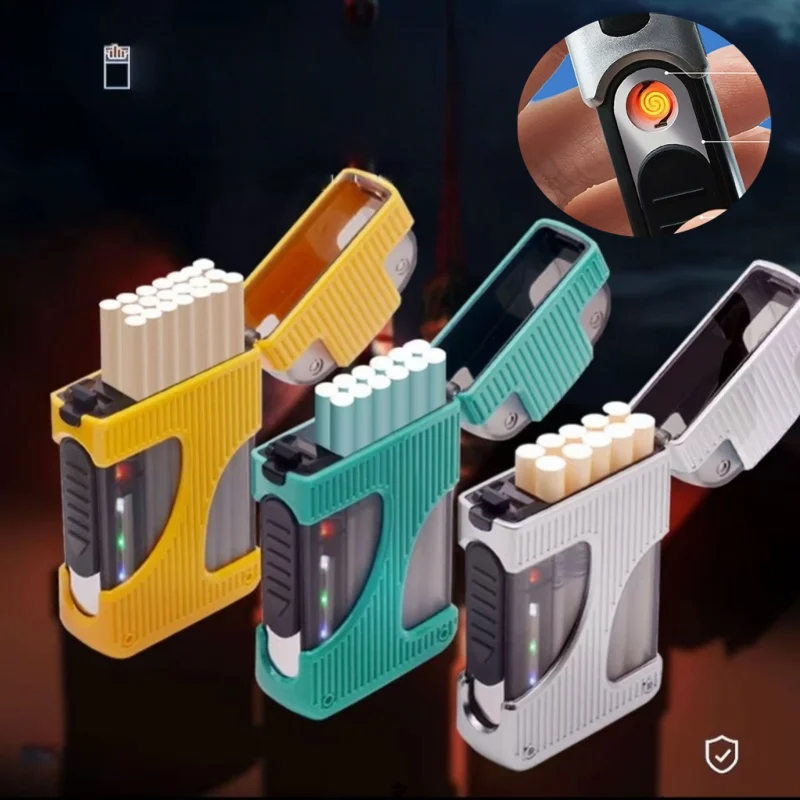 

New Windproof Cigarette Box USB C Charging Lighter Moisture Proof Outdoor Portable Coarse Medium Fine Universal Lighter