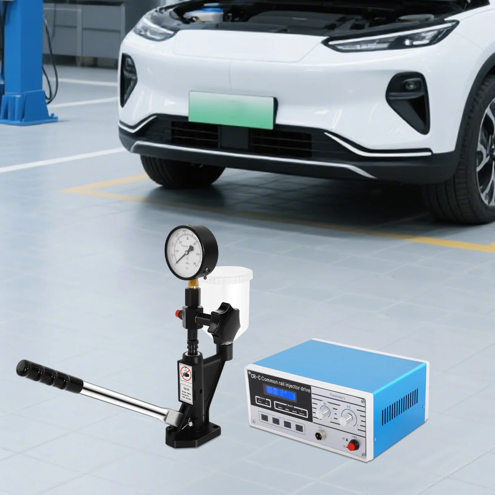 Kit de ferramentas testador de injetor diesel, testador multifuncional de injetor common rail CR-C s60h testador de bico de combustível 0-60mpa medidor de pressão