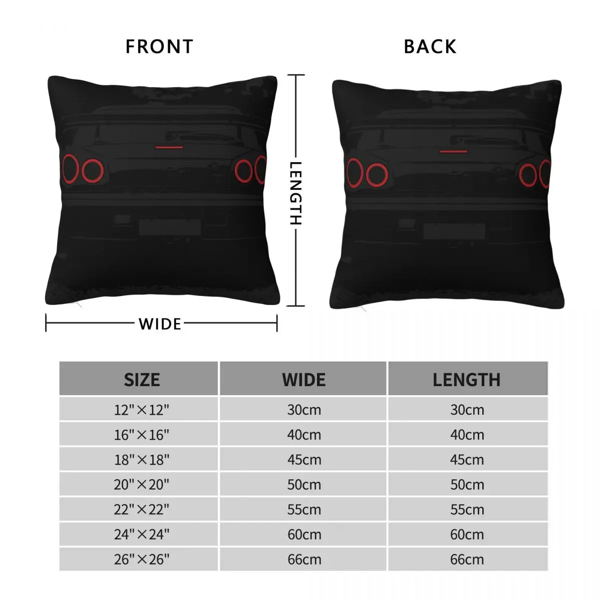 R34 Taillights Square Pillowcase Polyester Linen Velvet Creative Zip Decor Sofa Seater Cushion Cover