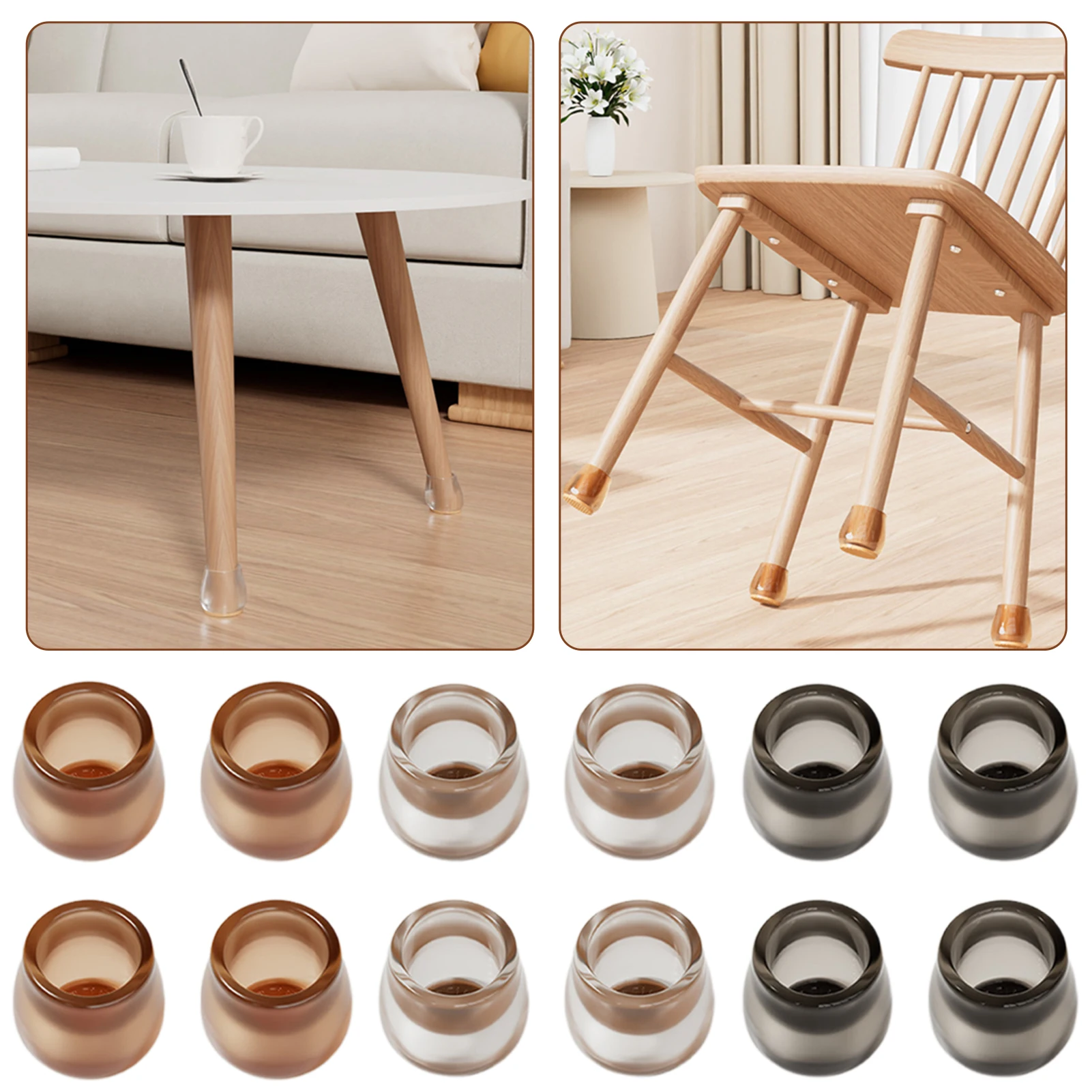 Tpe Anti-Slip Furniture Leg Chair Leg Floor Protectors Prevent Noises Scratches Leg Socks For Various Chair For Living Room