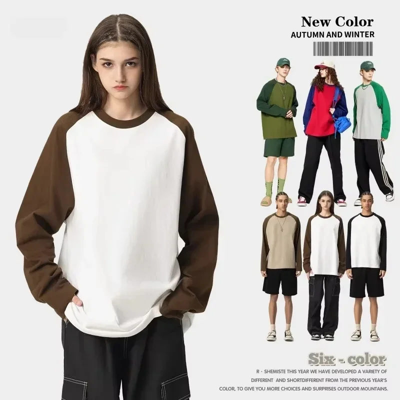 

y2k clothes men's and women's long-sleeved men's cotton T-shirt 270G men's T-shirt thickened insert sleeve bottoming shirt men