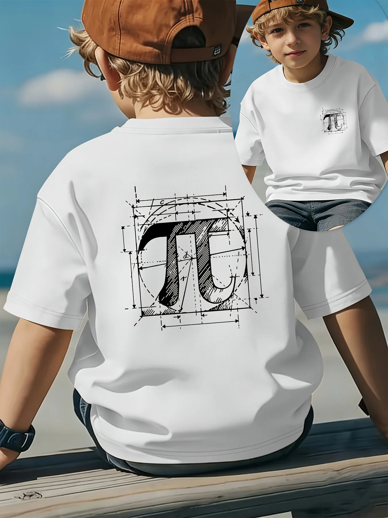 Pi Mathematical Symbols, Educational Style, Fashionable and Comfortable To Wear, Children's T-shirt, Parent-child Top