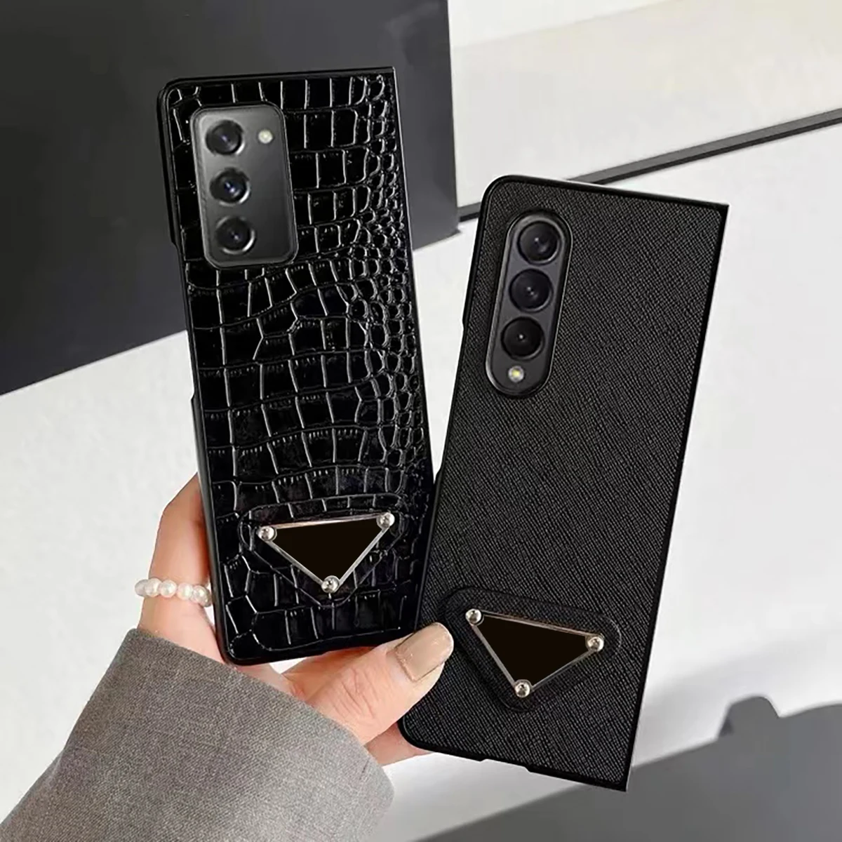 

Luxurious Crocodile Pattern Samsung Fold4 Mobile Phone Case Folding Screen Zflod3 W23 Fashion Business Protective Case Unisex