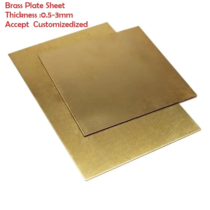 Weiyi H62 Brass Plate Sheet Thick 0.5/0.8/1/1.2/1.5/2/2.5/3/4/5/6mm Customized Size Frame Model Mould Diy Contruction Brass Pad