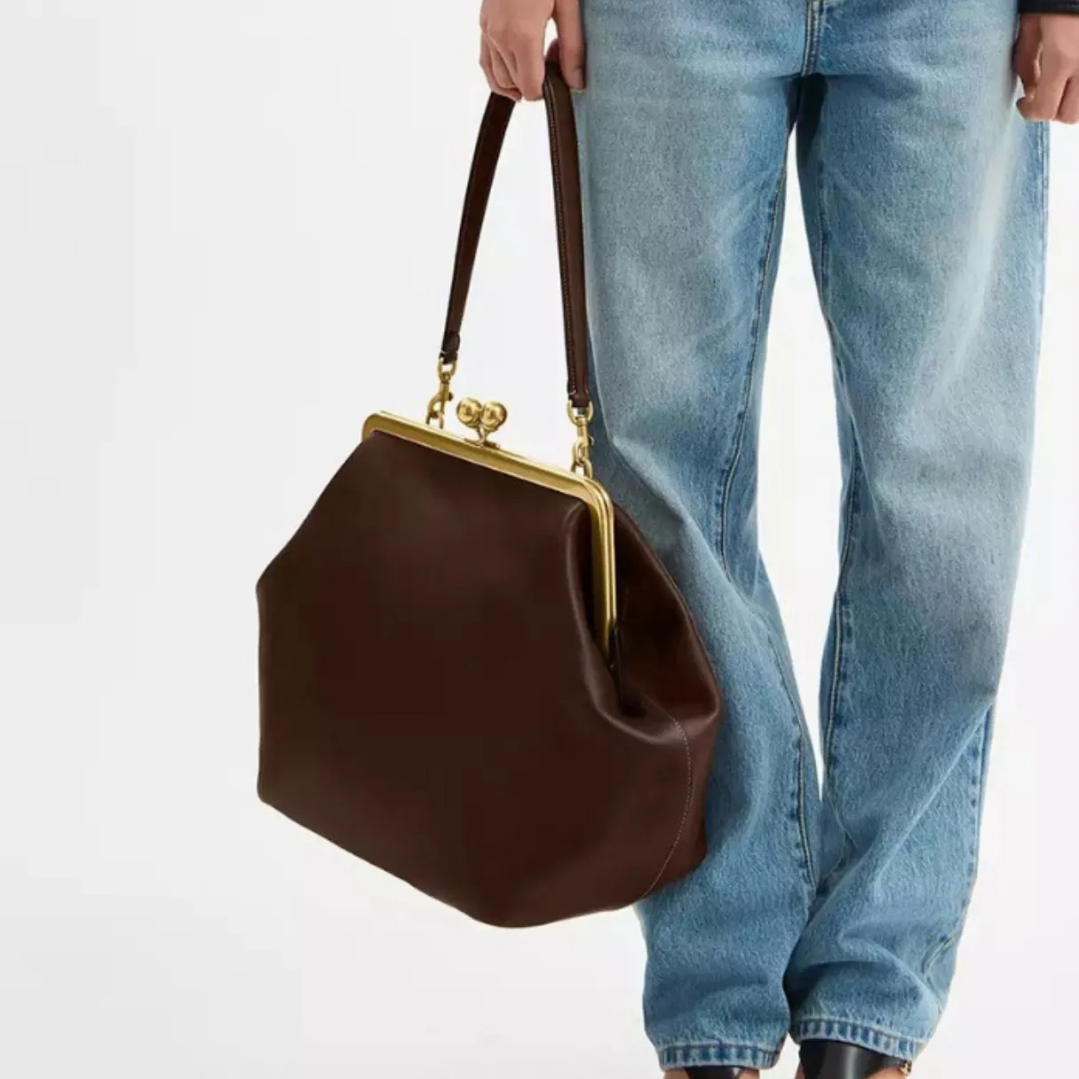Spring Collection Large Capacity Frame Kisslock Bag For Women Luxury Designer Handbag Purse 2026 New In PU Underarm Shoulder Bag