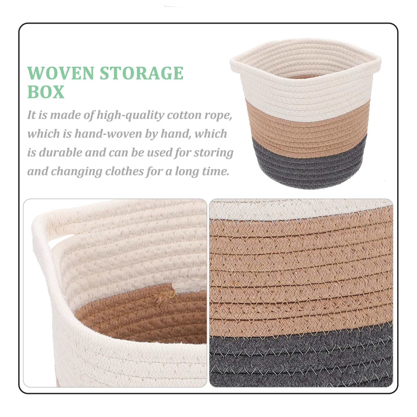 

Woven Storage Basket High Quality Cotton H made Decorative Clothes Basket Foldable Laundry Box Home Use