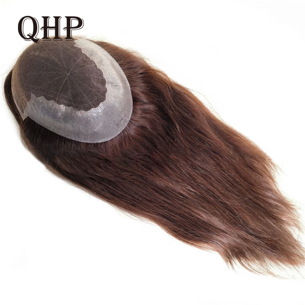 Men Toupee Customized Q6 Long Wig Natural Hairline Women's Wigs Lace&Pu Male  hairpiece human hair Capillary Prosthesis Man Wig