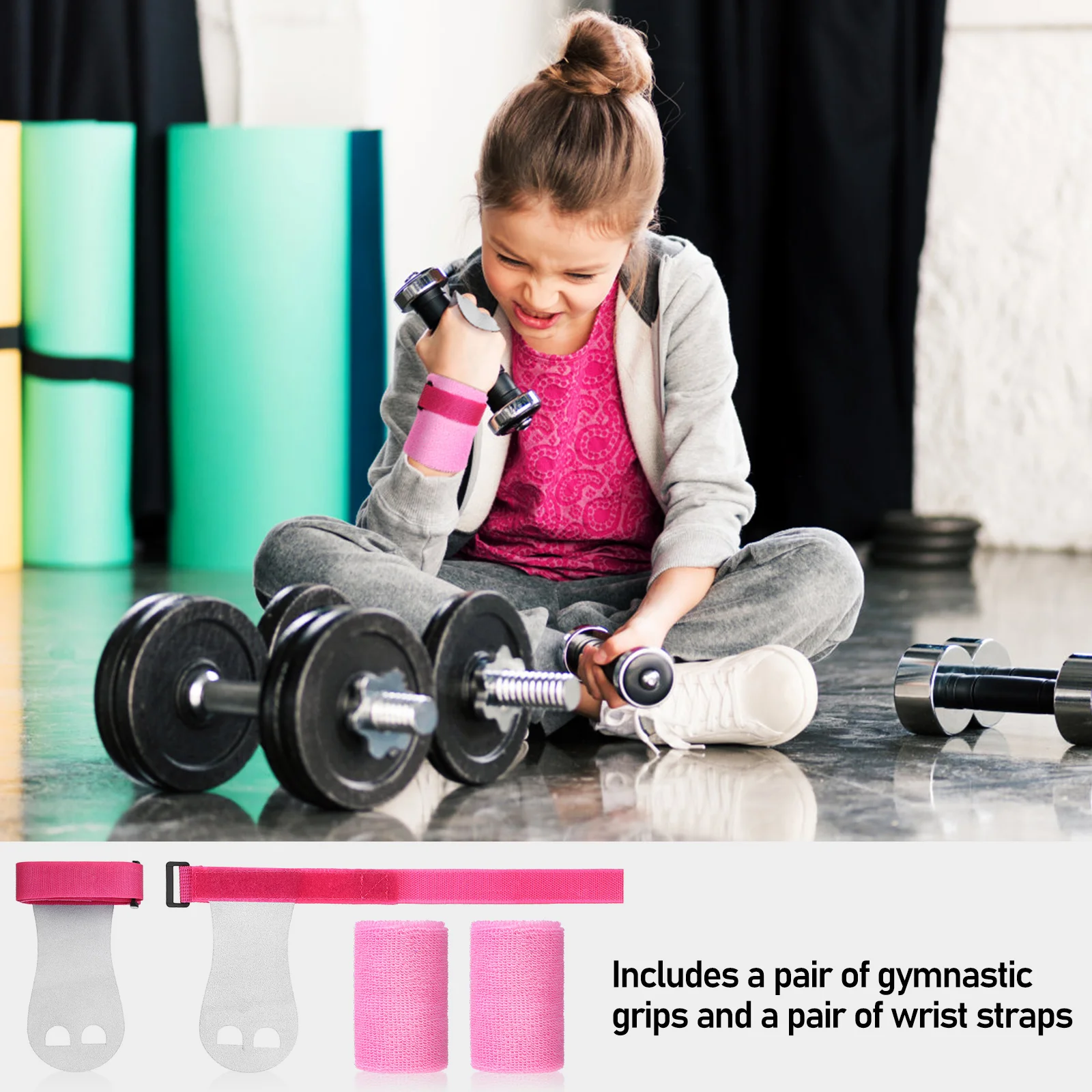 4 Pcs Barbell Palm Protector Child Gym Equipment Grips for Gymnastics Girls Cowhide Wristbands