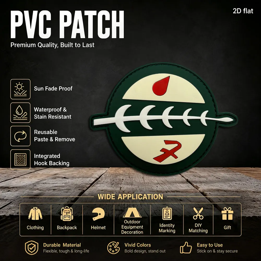 1Pc/2Pcs/3Pcs Optional Round Fishbone Water Drop Pattern Pvc Armband Patch Badge with Luminous Effect, Waterproof and Wear-Resistant, Suitable for Jackets, Backpacks, Vests, and Clothing Identification, Includes Fleece