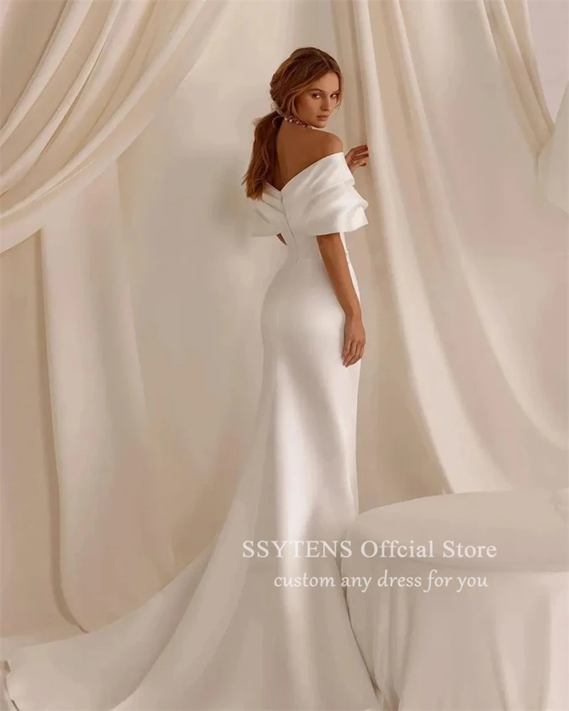 SSYTENS Elegant Off the Shoulder Wedding Dresses Mermaid Slit Customized Bride Dress Party Train Elegant Civil Bridal Gowns