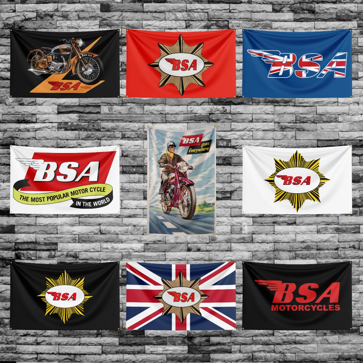

3x5 Ft BSA Motorcycle Racing Flag Polyester Printed Cars Flags Banner Tapestry for Room Garage Decor