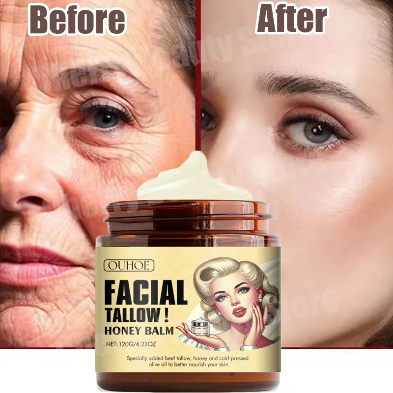 

120g Whipped Beef Tallow Cream And Honey Balm Moisturizing Beef Tallow Serum Body Lotion Grass Fed Grass Finished Face Lip Care