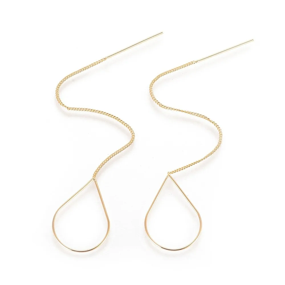 2pcs Brass Stud Earring Findings Ear Threads Teardrop Nickel Free   golden  105~115mm(include pin length) 25x16.5mm pin: 0.6mm