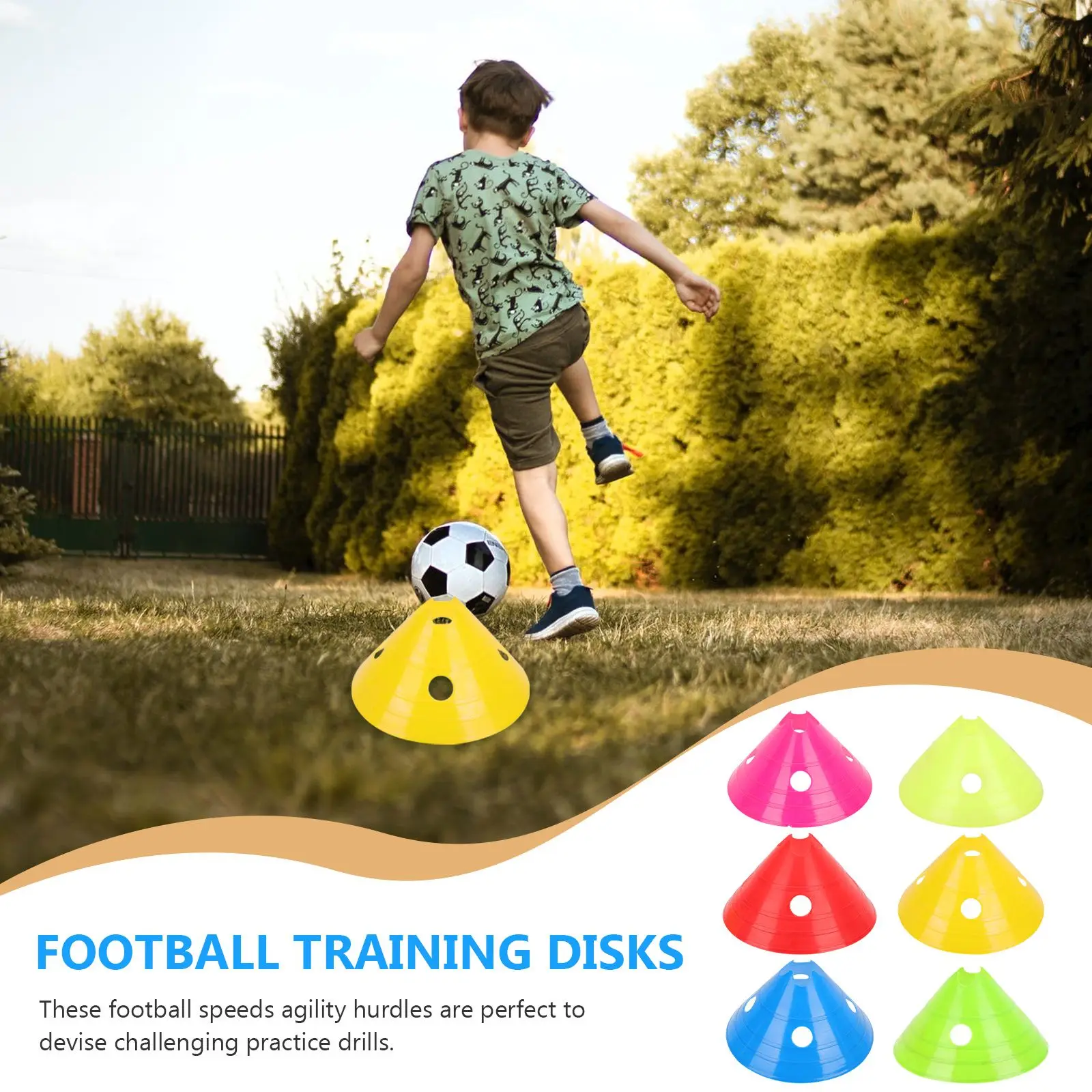 

6 Pcs Football Training Hurdles Soccer Agility Drills Plastic Skills Kids Equipment Sports Props Stackable Disks Team Training