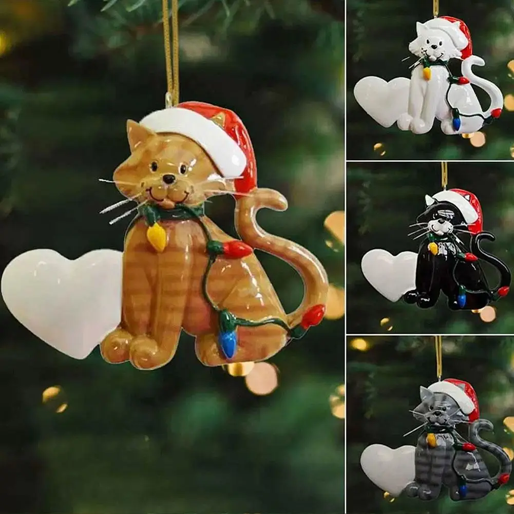 Cartoon Cute Cat Christmas Ornaments Hanging Decoration Personalized Supplies Christmas Tree Pendant Cat Party Hanging V8R7