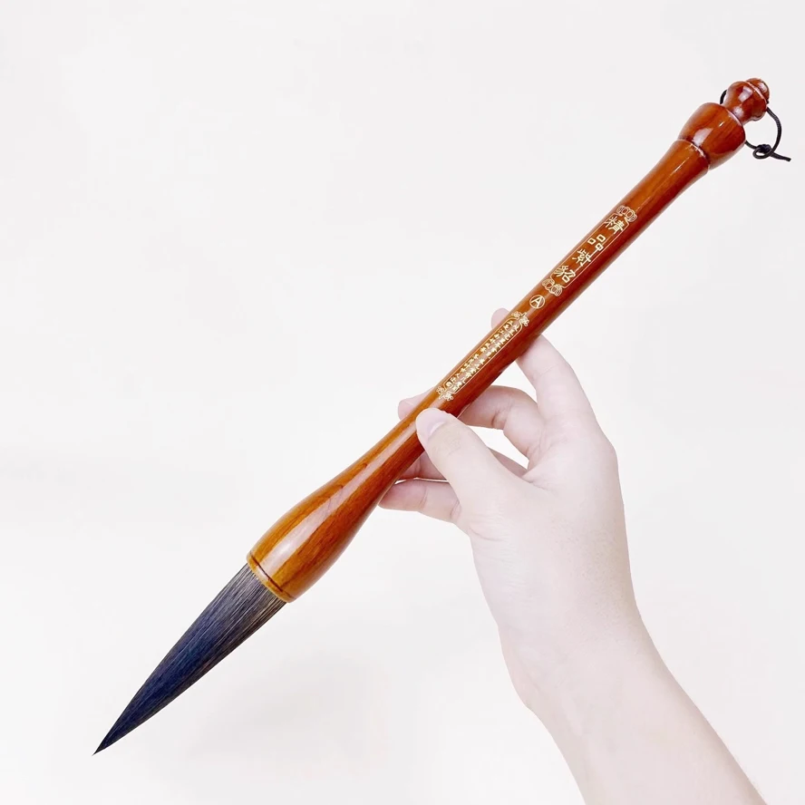 Professional Handmade Pure Goat Hair Calligraphy Brush Large Size for Chinese Ink Painting Xuan Paper Cursive Script Long Taper