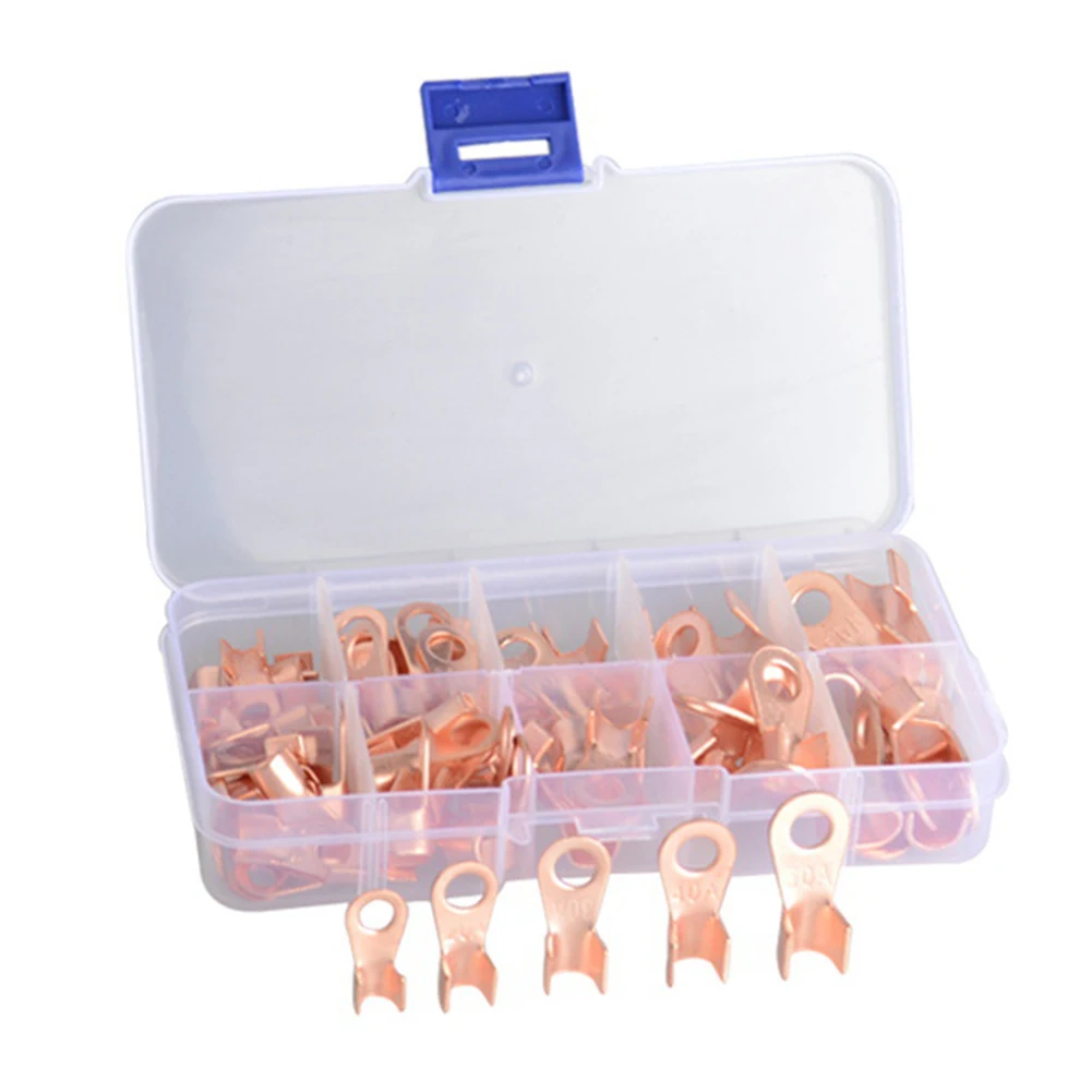 

Copper Wire Terminals Kit 70PCS Open Crimp Connectors OT 10A 20A 30A 40A 50A for Electrical and Automotive Use
