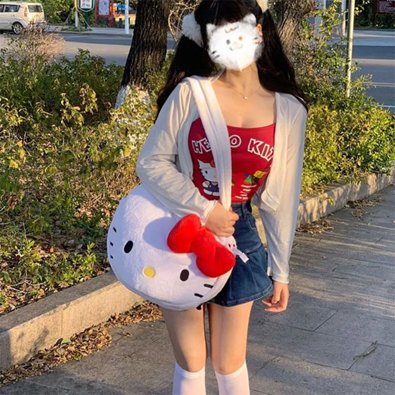 Sanrio-Camiseta sin mangas de Hello Kitty para mujer, camiseta Sexy Y2k, chaleco para niña, camisola de moda, ropa de verano sin mangas, Tops de calle, regalo