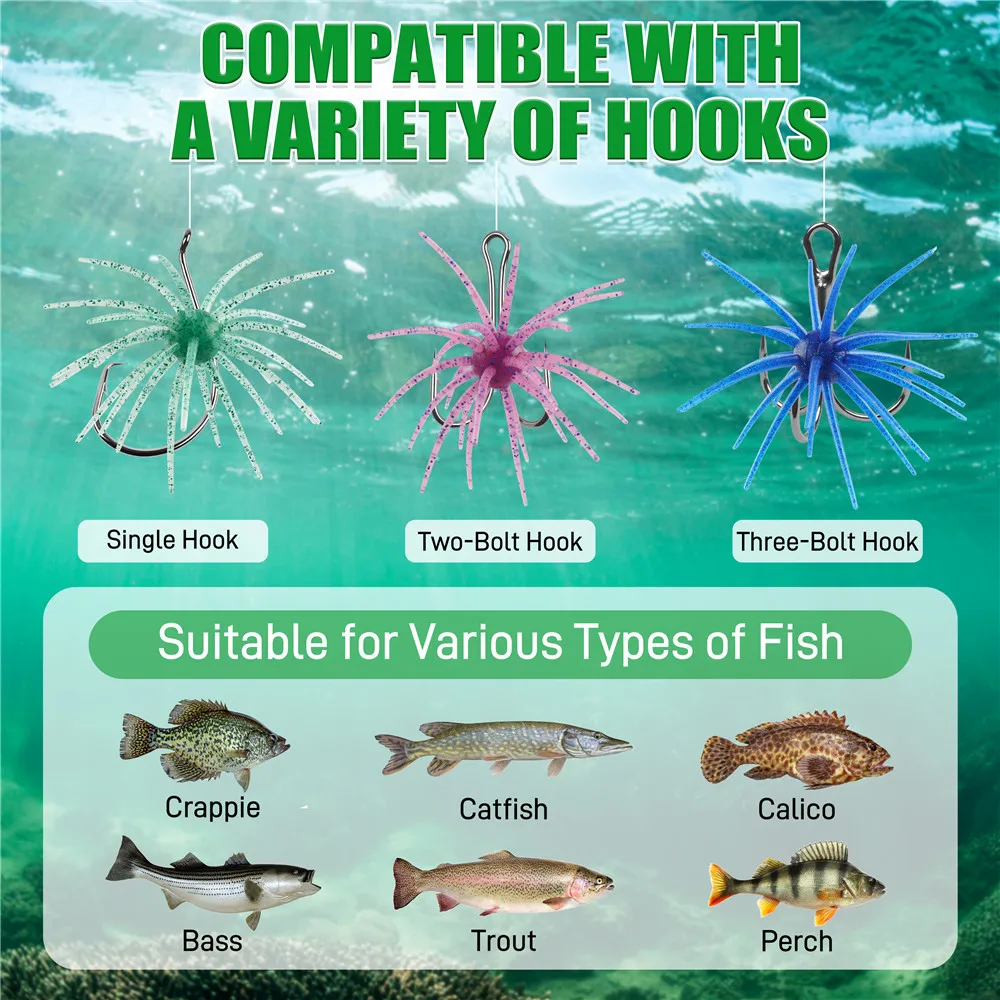 6Pcs Soft Urchin Lures Fishing Saltwater Slow Floating Lures Finesse Bait for Bass Trout Crappie Drop Shot Wacky Rig Neko Rig view 5