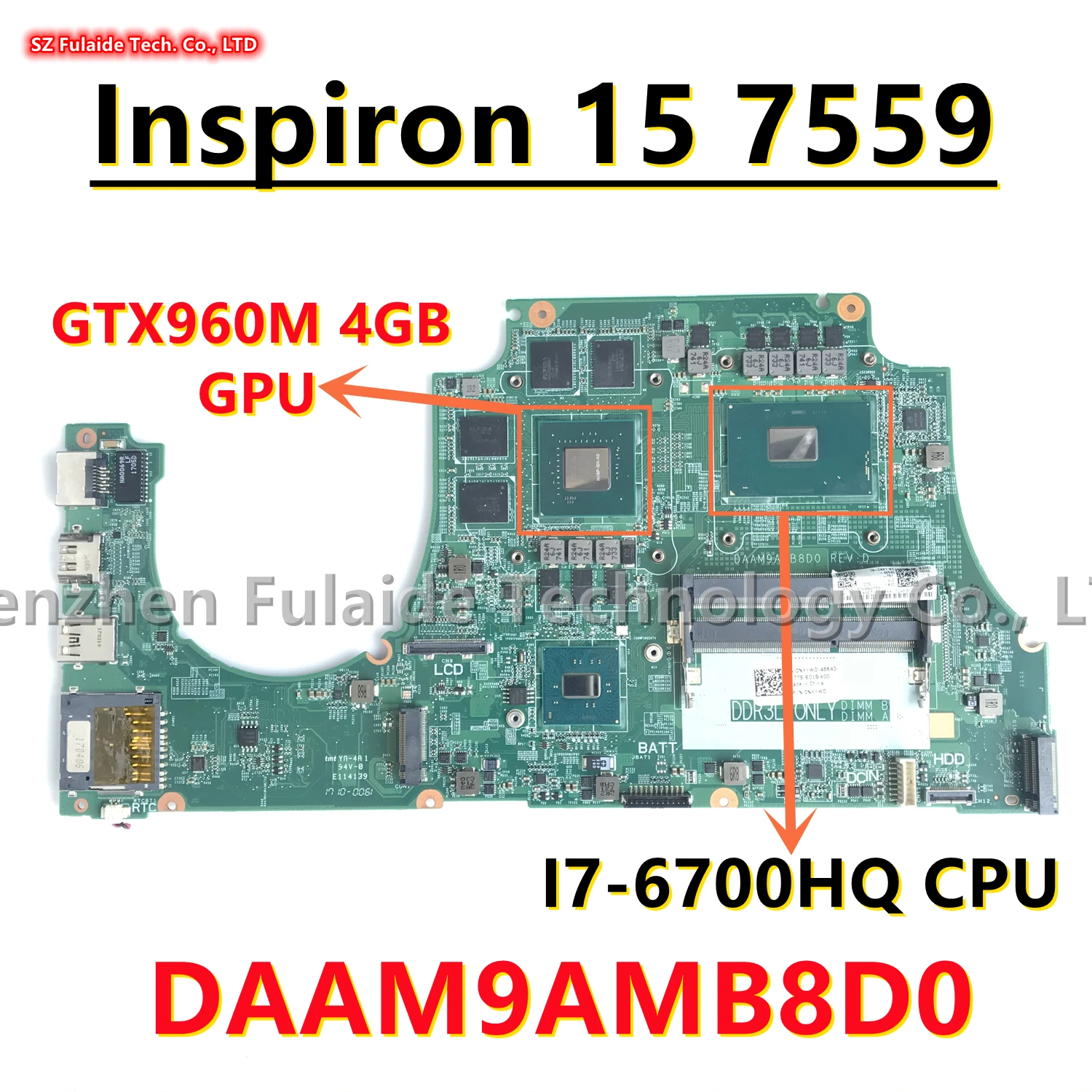 

DAAM9AMB8D0 For dell Inspiron 15 7559 Laptop Motherboard With I7-6700HQ CPU GTX960M 4GB GPU CN-0MPYPP 0MPYPP MPYPP 100% OK