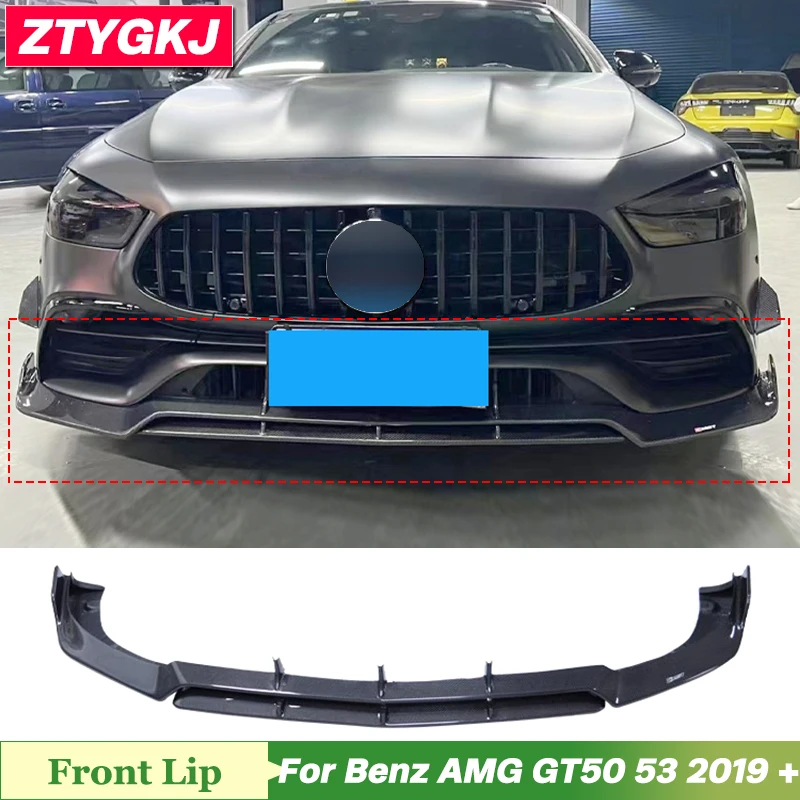 CM Style Carbon Fiber Front Bumper Lip Trim Spoiler For Mercedes Benz AMG GT50 GT53 Tuning 2019 Up