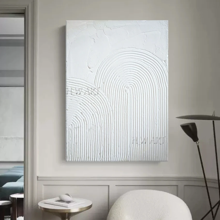 

White Colors Abstract Design Oil Painting Wall Art Picture 100% Hand Drawn Canvas Wall Art Hot Selling For Living Room Decor