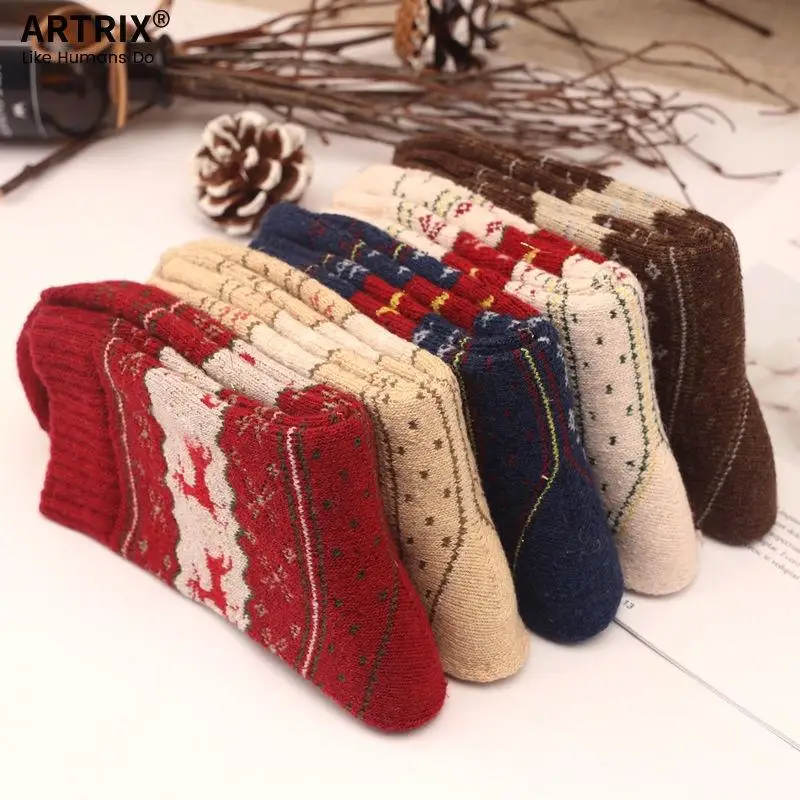 5 paia di calzini da donna da uomo da donna regalo di Natale calzino invernale in lana carina 3D da donna calzino pazzo femminile termico addensare calzini animali caldi