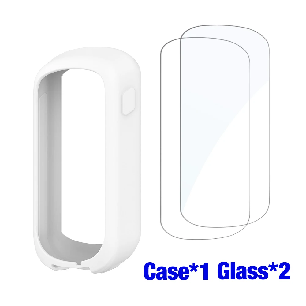 Glass+Case for Garmin Edge Explore 2 Screen Protector Tempered Glass&Soft Silicone Protective Bumper Cover Explore2 Accessories