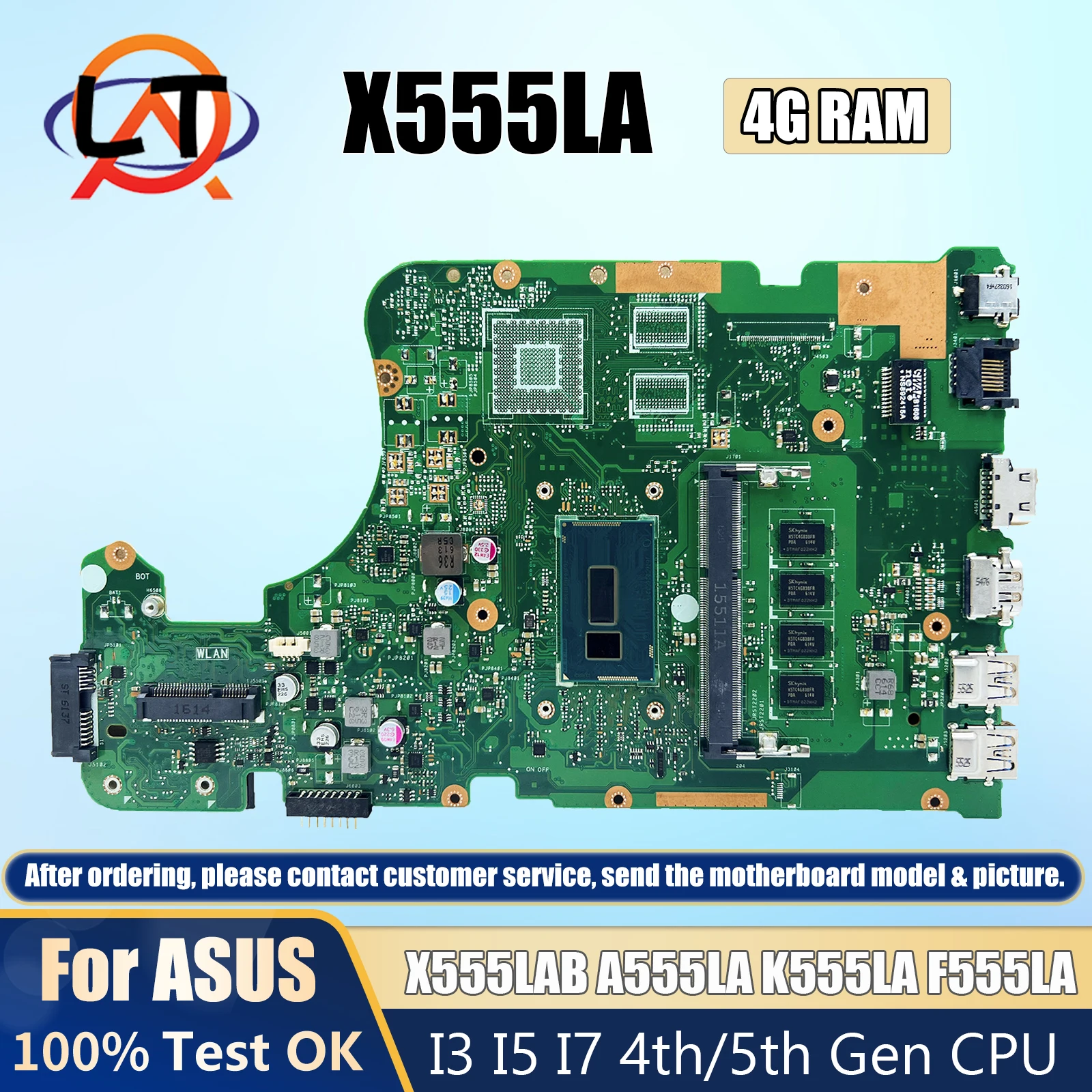 X555LA notebook mainboard For ASUS X555LAB K555LA F555LA X555LD X555LB Laptop Motherboard I3 I5 I7 4th/5th Gen CPU 4GB RAM