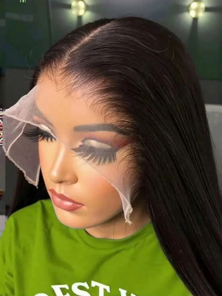 Invisible Melt Skin Swiss Lace 13x4 13x6 HD Transparent Lace Front Wigs Brazilian Bone Straight Human Hair Lace Frontal Wigs 250% Full Density Pre Plucked Natural Hairline with Baby Hair Soft Smooth Silky Straight Wigs Human Hair for Women 42 Inch BVYWELL