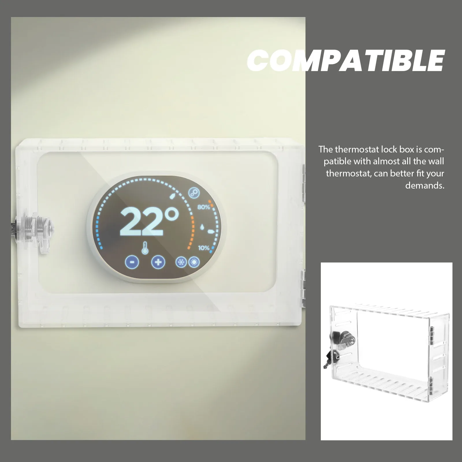 Thermostat Lock Box Plastic Transparent Lockable Wall for Thermostat Anti-Tamper Universal Protector