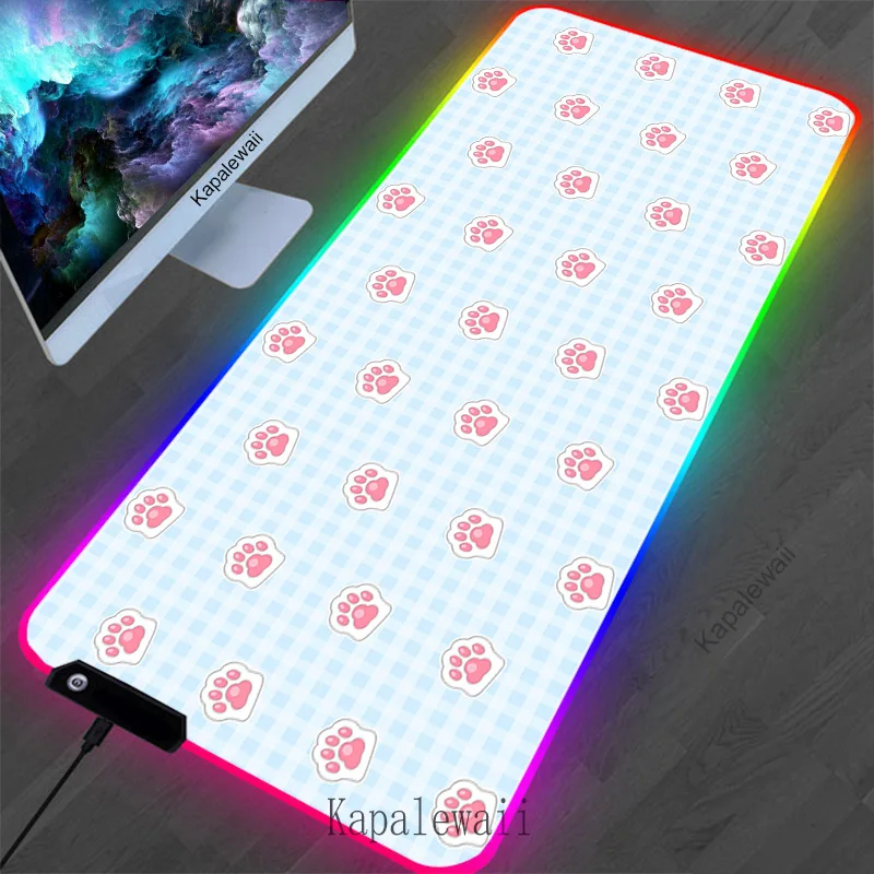 

RGB Cute Cat Colorful Mouse Mat Large Gaming Mousepad Gamer Speed Keyboard Pads Laptop Carpet Anti-slip Mouse Pad For Gamer Rug