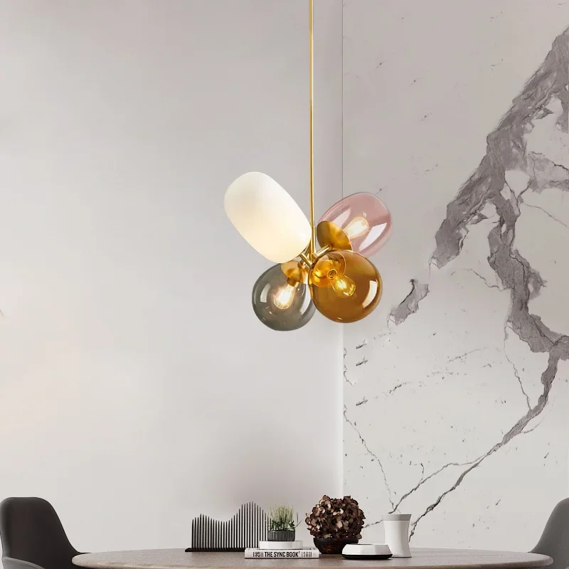 Danish Glass Balloon Chandelier Simple Colorful Suspension Pendant Lamp Hanging Light Fxiture for Living Dining Room Bedroom