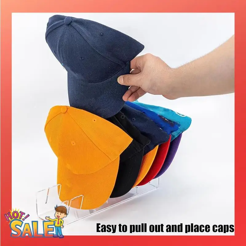 

ABCL Display Rack For Baseball Caps Display Organizer No Install Acrylic Hat Holder For Baseball Caps For Bedroom, Closet A