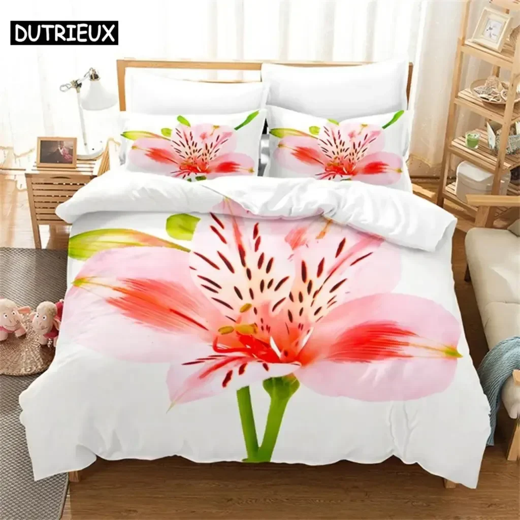 

Fresh Flowers Queen Comfortable Duvet Quilt Cover Pillowcase Bedding Set Children Bedroom Decoration Home Textile