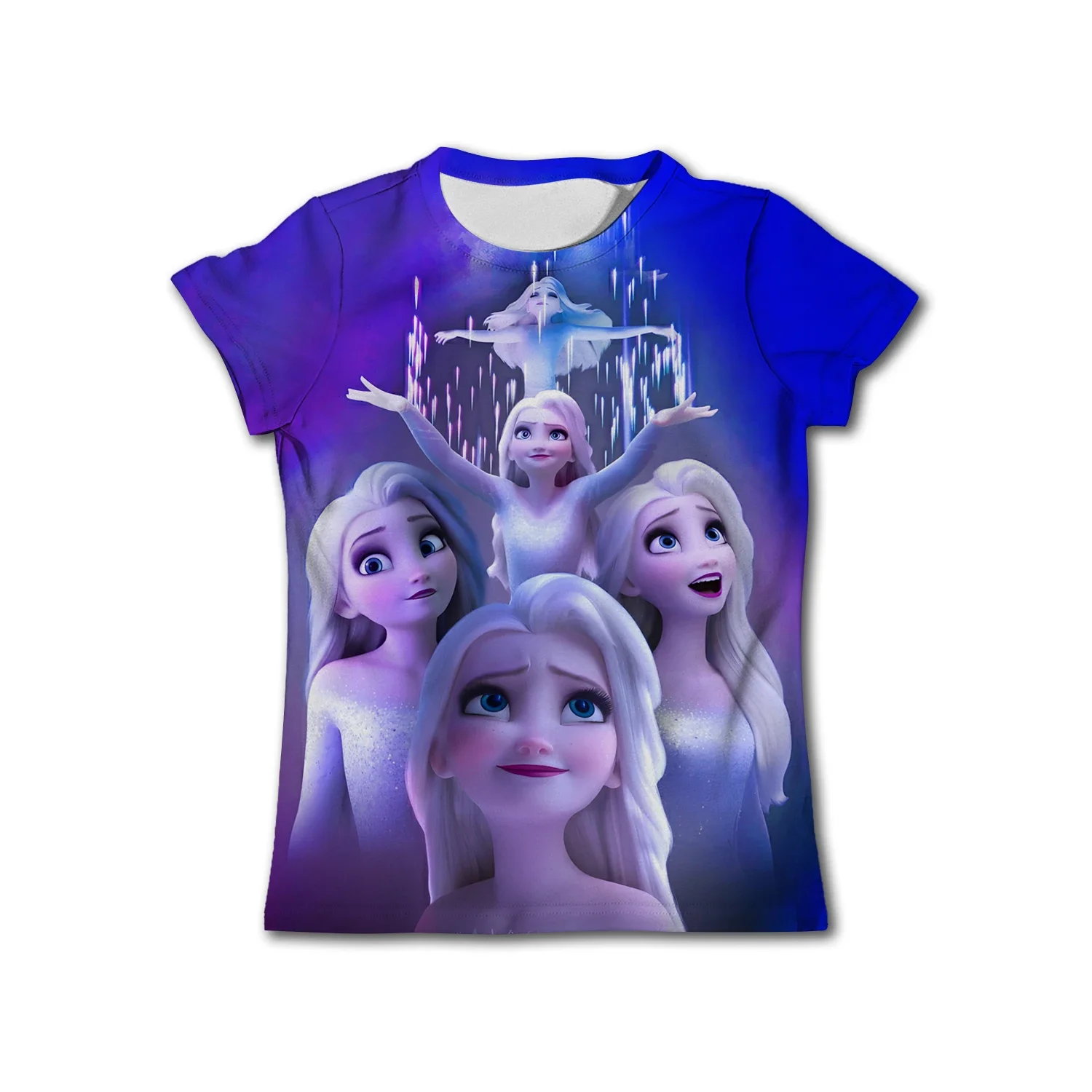 2024 Disney Movie Frozen Anna Elsa 3d Print T Shirt Girl Tops Tees Kids Girls Clothes Children Birthday Party Costume