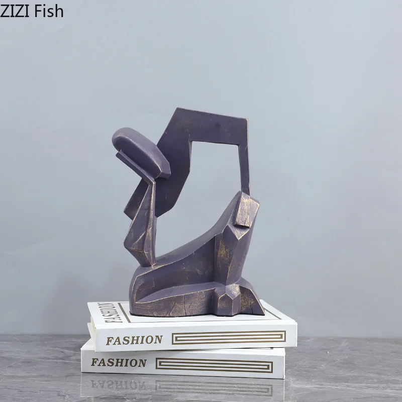 Abstract Resin Ornament Hollow Thinker Sculpture Figure Sculpture Character Statue Model Desktop Decoration Accessories Crafts
