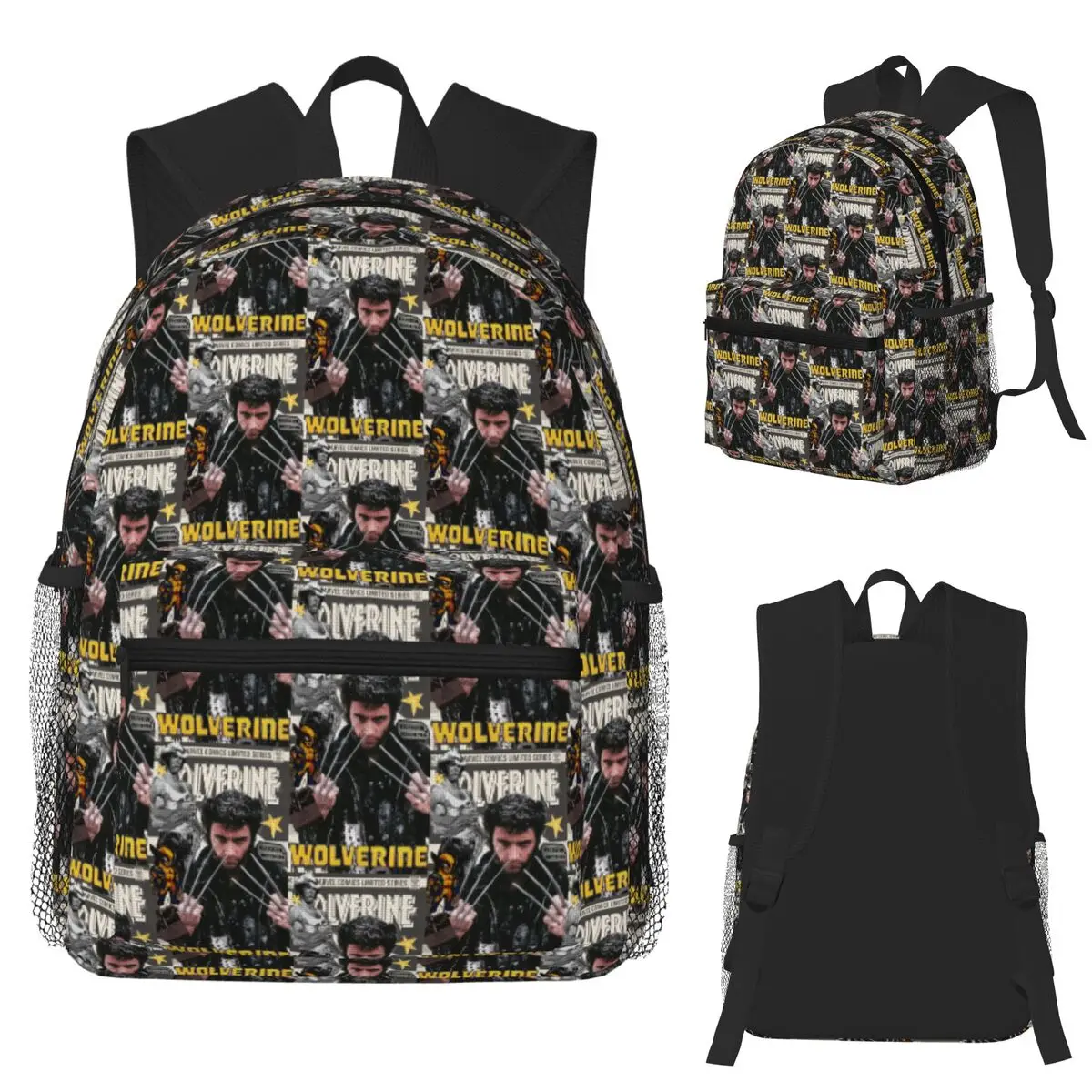 Hugh Jackman Photo Collage Student Backpack School Bag Hiking Travel Daypack for Boys Girls Bookbag Shoulder Bags