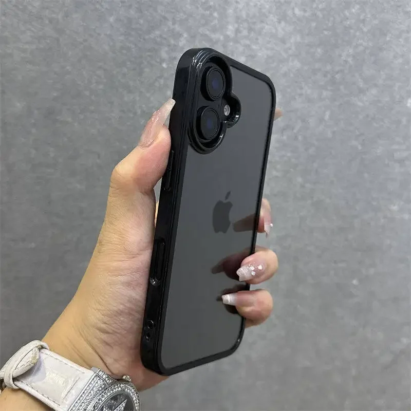 

Luxury Candy Color Bumper Phone Case For iPhone 16 15 14 13 Mini 12 11 Pro Max XR XS X 7 8 Plus SE2 Transparent Shockproof Cover