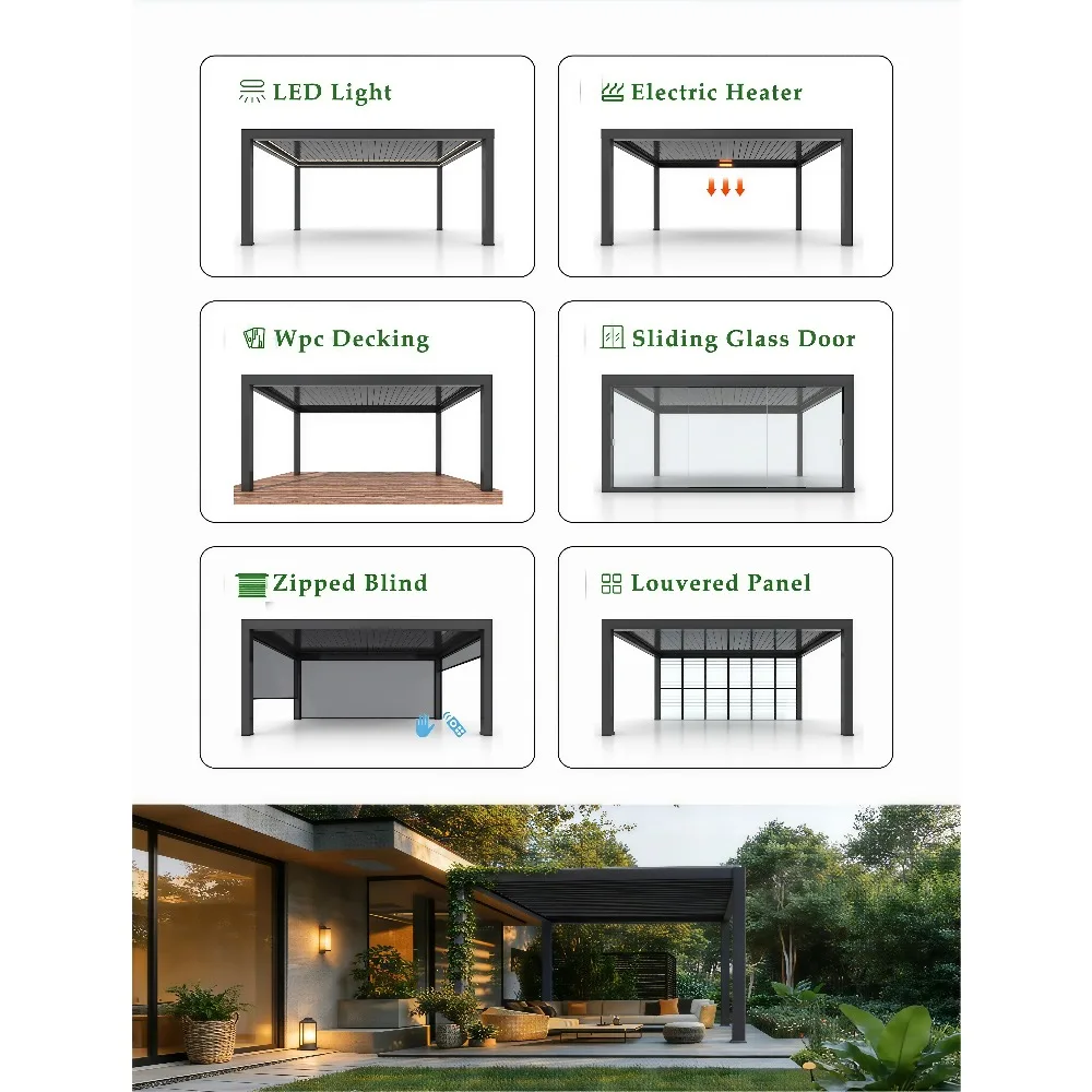 Snow-Resistant Aluminum Pergola Rain Shield Structure Outdoor Garden Pavilion Suitable For Northern Cold Winter Backyard Use