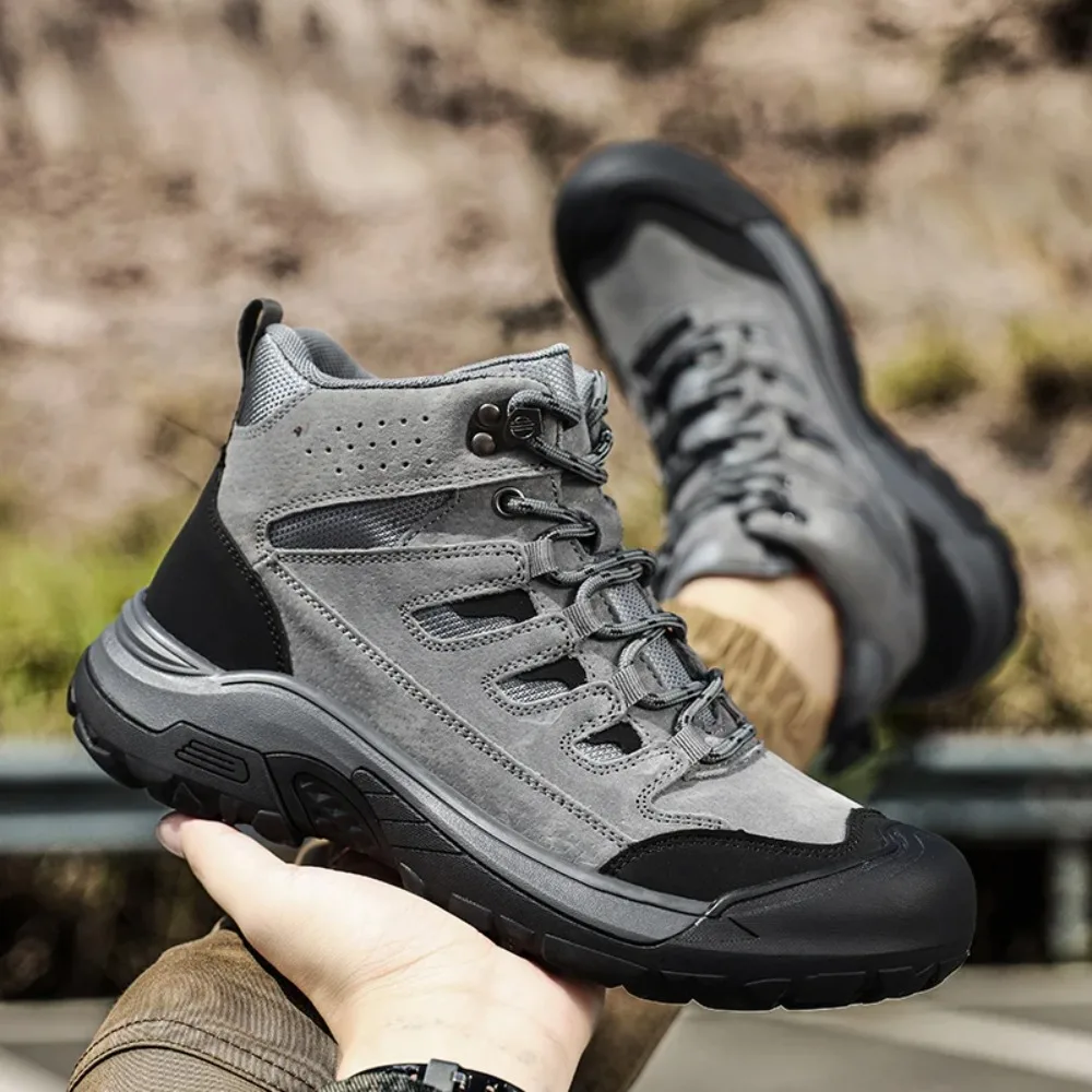 

Retro Style Handmade Sneakers Lace-up Men's Hiking Boots Luxury High Quality Male Ankle Boots Non-Slip Outdoor Walking Footwear